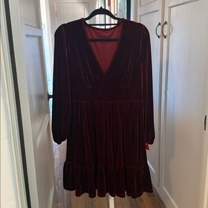 Gorgeous, maroon Velvet long sleeve Dress 1X